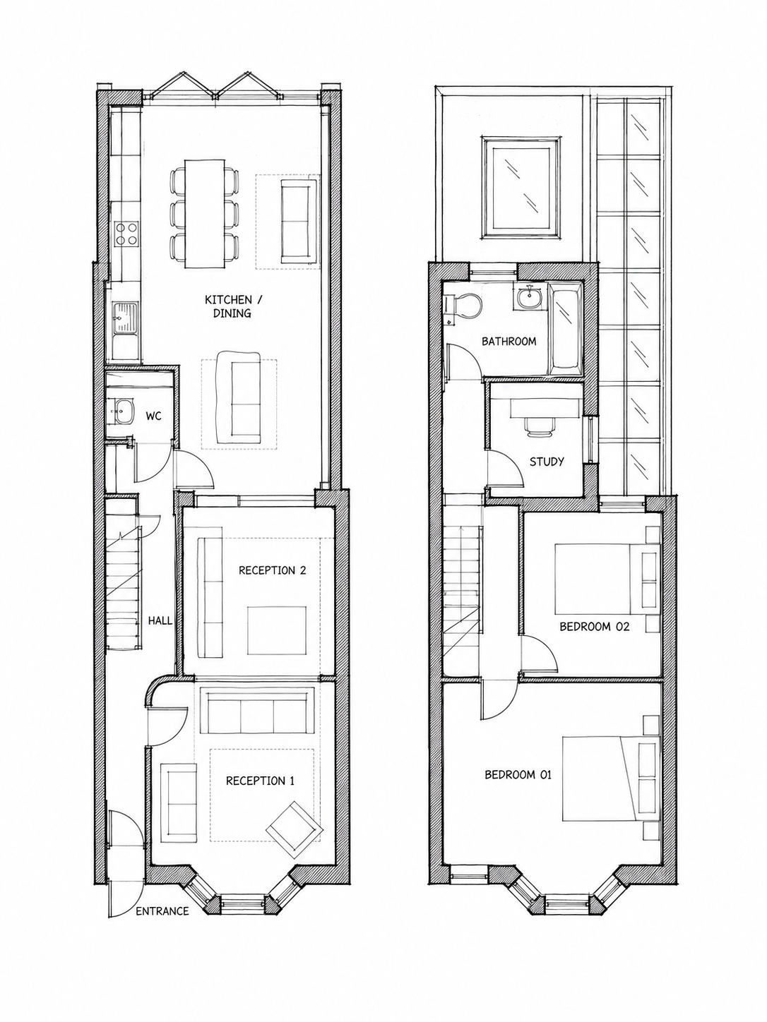 Proposed ground and first floor plans for Caistor Park