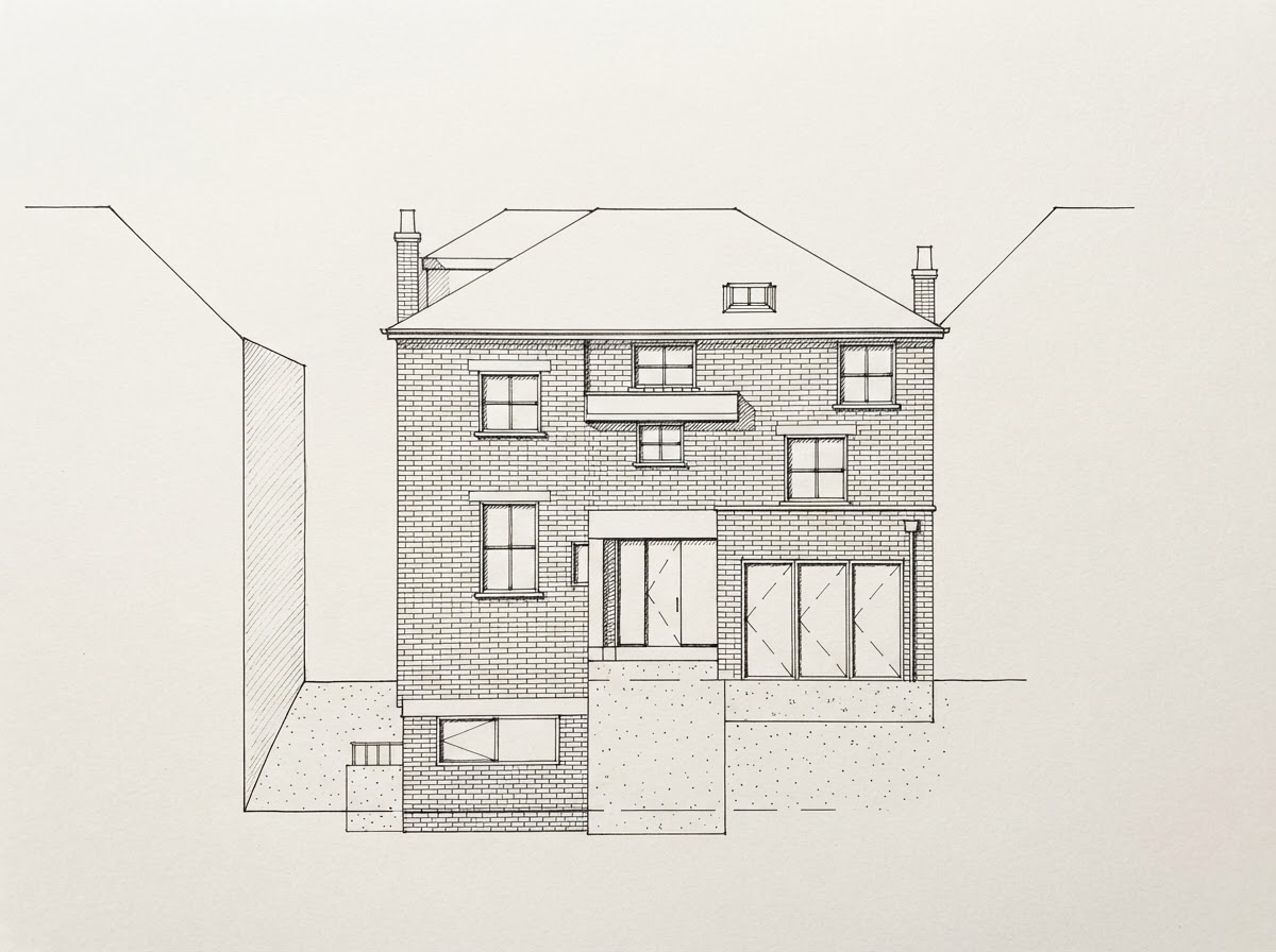 Proposed rear elevation drawing for Crouch Hill